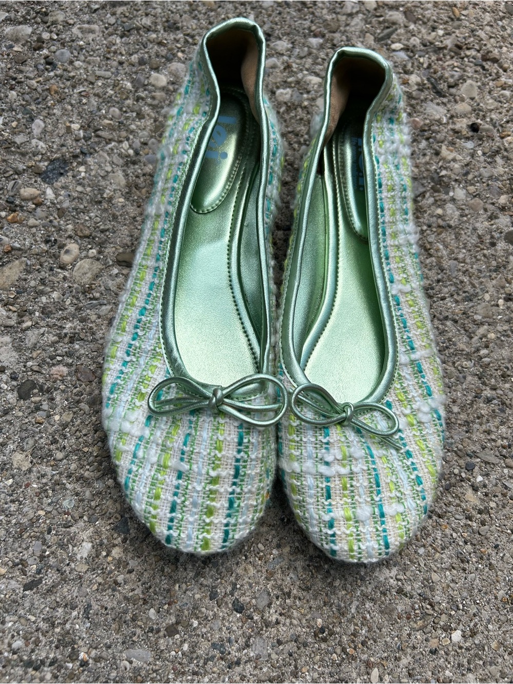 l.e.i. Green Tweed Ballet Flats Women’s Size 9 Y2K preppy